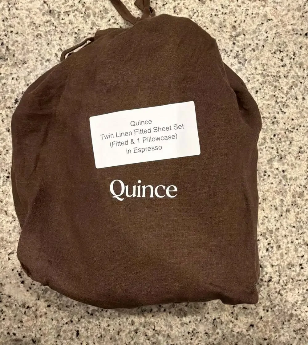 Quince Twin Linen Fitted Sheet Set in Espresso